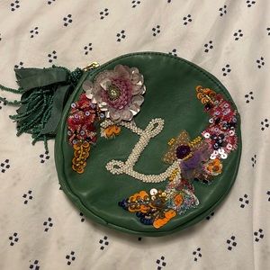 “L” beaded Anthropologie pouch